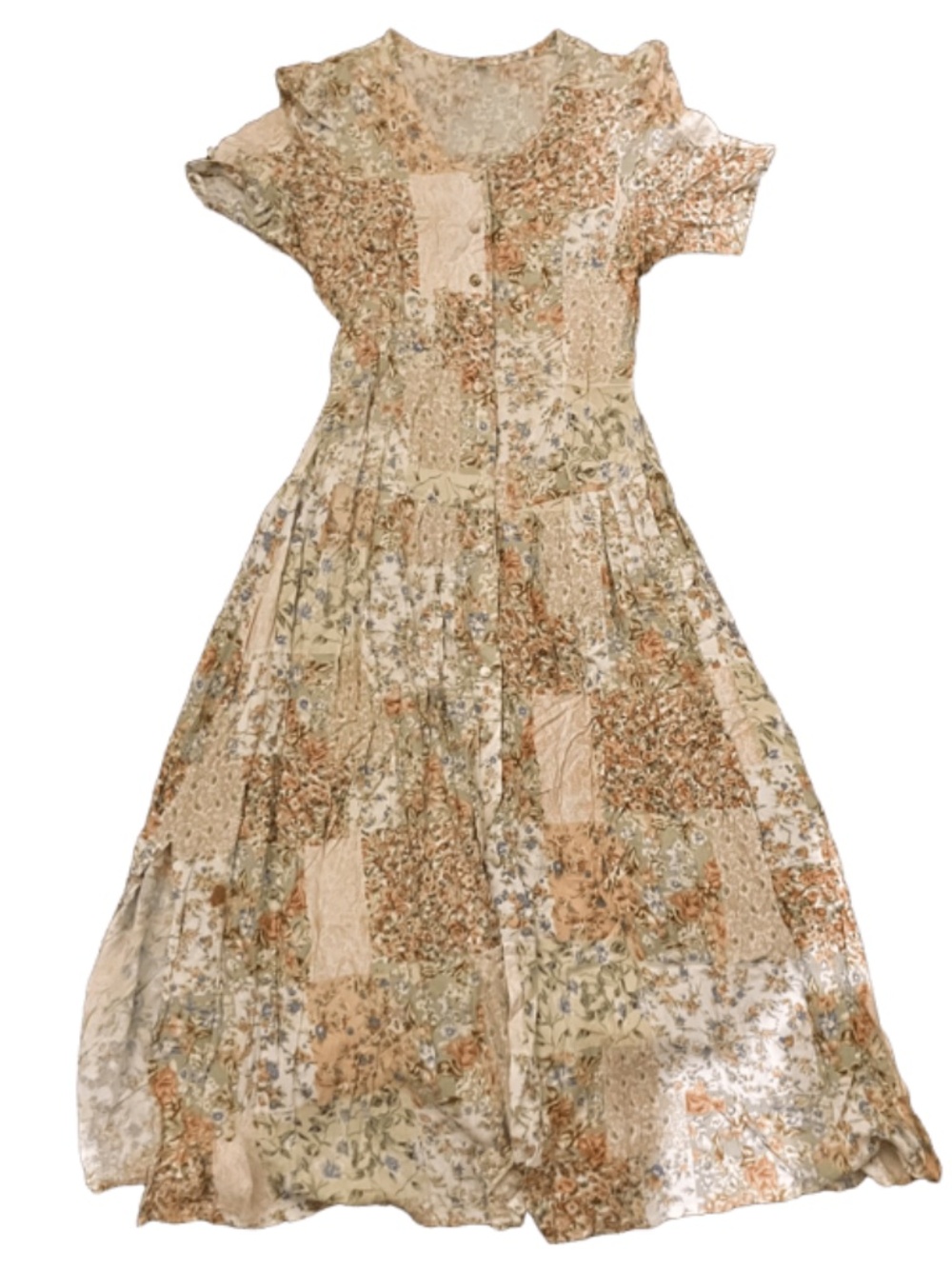 Vintage Floral Patchwork Dress Cotton 36